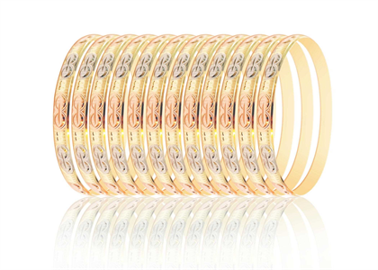 Three Tone Plated 6MM Bangles